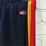 Aviator Nation Classic Velvet Sweatpants Side Rainbow Stripes Drawstring Navy S Photo 6