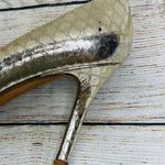 Kate Spade Karolina Size 7.5 B Gold Snake Pumps Leather High Heels Shoes Italy Photo 2