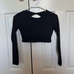 Backless Workout Cropped T Shirt Top Black Size XS Photo 2