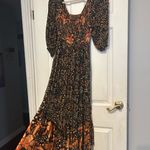 Angie  black and orange twist front maxi dress with side slit size large Photo 7