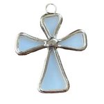Stain Glass Cross Crucifix White Pendant Religious Jewelry Fashion u Necklace Ch Photo 0