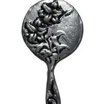 Antique Art Nouveau Silver Floral Mirror Brooch Photo 0