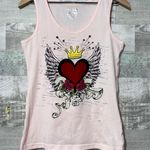 Pink Heart Wings love Ribbon Tank Top Large Photo 0