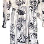 ZARA  Disney Bambi Sketch Long Puff Sleeve Mock Neck Pleated Midi Dress Small Photo 3