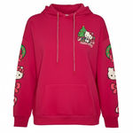 Hello Kitty  Women Christmas Hoodie NWT Fuchsia Pink XS Pocket Drawstring Graphic Photo 0