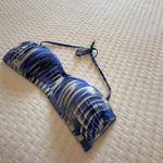 Athleta Blue White Bandeau Halter Bikini Top Sz XL Extra Large Swim Wireless Photo 10