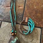 Blue and brown stone jewelry set Photo 0
