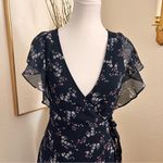 Drew ANTHROPOLOGIE  Navy Floral High Low Wrap Dress‎ Size XS Photo 1