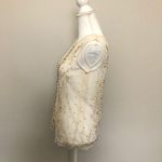 Willow & Clay Top Crocheted Beaded Cami Sleeveless Floral Mesh Sheer Cream Black Photo 1