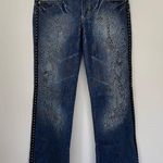 Akademiks Low Rise Boot Cut Jeans Embellished Lace Flap Pocket Women’s Size 28 Photo 1
