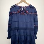 Johnny Was Reina Midi Dress Womens Large Linen-Blend Blue Embroidered Photo 9