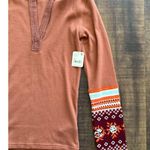 Free People NWT We The Free Mikah Notch Neck Thermal Top Long Sleeve Henley Med Photo 3