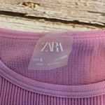 ZARA  Pink Ribbed Crop Stretchy Tank Top Size Large Photo 1