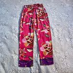 Farm Rio Violetta Floral Cropped Drawstring Pull On Trousers **Flawed ~ XS 💛 Photo 14