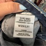 Silver Jeans  Suki Mid Rise Slim Bootcut Jean Dark Wash‎ Embroidered Flap Pocket Photo 4