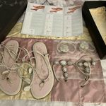 NWT Jane Rafter Slinks cream & dusty pink leather sandals, size 6,5 or 37 spring Photo 3