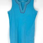 Lands' End Land’s End Sleeveless Swim Cover Up Embroidered Cotton Turquoise Size L Photo 0