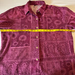 Erika  Blend Of Linen and Rayon Burgundy Two-Piece Button-Up Pajamas Set S M Photo 9