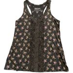 Decree  Tank Top Black Floral Lace Medium Gray Grunge Glam Layering Ditsy Summer Photo 0