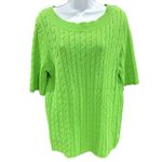 Talbots  Lime‎ Green Short Sleeve Cable Knit Sweater Women's Size Large Photo 1