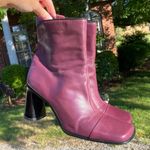 Nine West Vintage 90s  Wine Leather Heeled Ankle Boots Photo 0