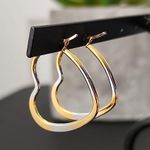 Gold and Silver Stainless Steel Heart Hoop Earrings New Photo 2