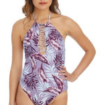 Radio Fiji  Pacifica Fola One Piece Z730271 Halter Top Lace Front Medium Photo 0