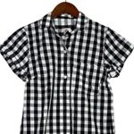 J.Crew  Classic Casual Checkered Short Sleeve Shirt Mini Dress XS Black White Photo 2