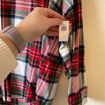 Old Navy NWT  The Boyfriend Shirt Red White Christmas 100% Cotton Women's Size L Photo 2