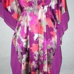 New Womens NWT $68 Satin H Halston Caftan Night Gown S M Cover Up Purple Orange Size M Photo 0