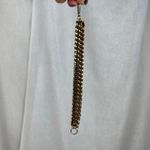 Source Unknown Gold Tone Chunky Chain Link Bracelet Brown Braided Faux Leather Cord Edgy NWOT Photo 13