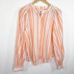 A New Day Coral White Striped Balloon Sleeve Shirt Women's Size X-Small XS NWT Photo 7