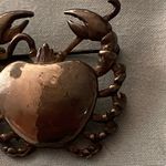 Da Vinci Crab Brooch Pin Silver Tone & Black 1.25” Diameter Sea Beach Vintage Photo 1