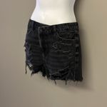 American Eagle  Black Destroyed Distressed Whisker Faded Mom Shorts - Size 10 Photo 1