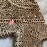 Y2K indie boho INC International tan & gold crochet sequin asymmetrical sweater Size XL Photo 7