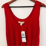 NEW Michael Kors Red Pleated Dress with Logo Gold Belt Size XL Photo 2