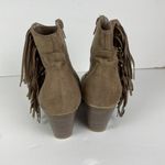 Diva Lounge Woman's Sz 10 Faux Suede Fringe Stack Heeled Ankle Booties Fall Brown Photo 4