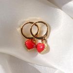 Boutique Dainty Red Heart Huggie Earrings  Photo 0