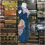 Just Cavalli  Geometric Mini Dress Womens Size Medium Blue Black Motif Photo 7