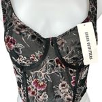 Urban Outfitters NEW Bella Floral Lace Velvet Sleeveless Crop Corset Tank Top L Photo 2