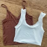 American Eagle 2  Women’s Cropped Tank Tops Size Small / White and Rust Photo 6