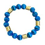 Handcrafted NWT Cerulean Blue Velvet Stretch Bracelet Photo 0