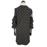 New Collection Dress Sz Medium Polka Dots Shimmer Ruffle Sleeve Mesh Futuristic Black Photo 3