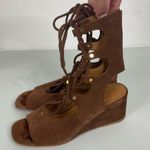 Chloé Chloe Brown Suede Wedge Gladiator Sandals Size 37 1/2 Photo 2