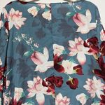 Belle & Sky Blouse Top Women 2XL Blue Floral Boat Neck Cold Shoulder Long Sleeve Size 2X Photo 7