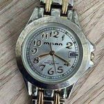 Milan Ladies Watch Two Tone Bracelet Silver Dial Date Window Photo 0
