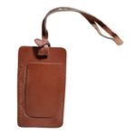 Lands' End Leather Luggage Address Name Tag 90s Travel Bag Accessory Brown Logo Photo 2