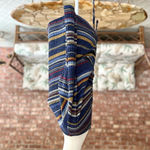 Ariella  Sweater Striped Ruched Drawstring Back Knit Top S Long Sleeve Crew Neck Photo 10