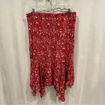Max Studio  red floral pull on asymmetrical hem elastic waist flowy boho midi Photo 3