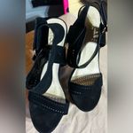 Speed Limit 98 Women 9 suede like black platform chunky heels w ankle strap Photo 3